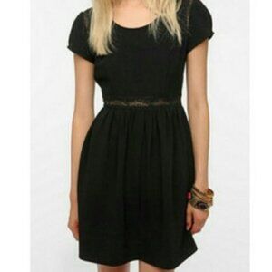 Urban Outfitters Pins & Needles Crepe Lace Inset Black Dress 2